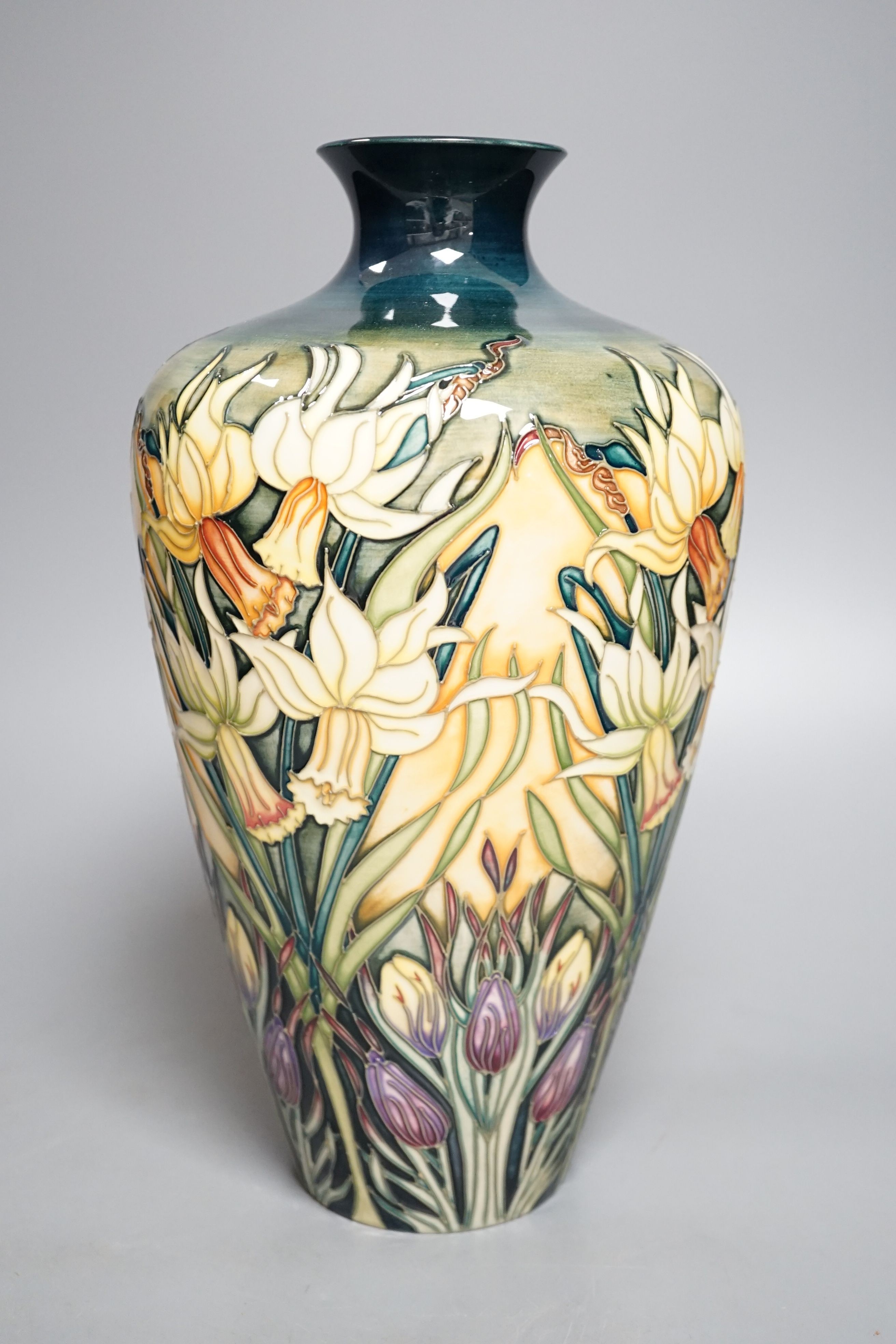 A Moorcroft Ode to Spring pattern ovoid vase, dated 2002, signed Rachel Bishop, limited-edition 113/150, in original box